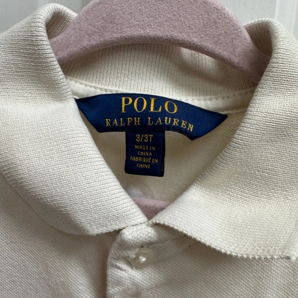 Ralph Lauren 3T Cream Snowflake Short Sleeve Polo Collared Dress